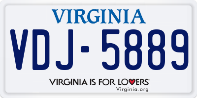 VA license plate VDJ5889