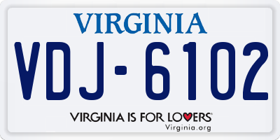 VA license plate VDJ6102