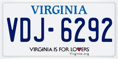 VA license plate VDJ6292