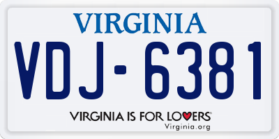 VA license plate VDJ6381