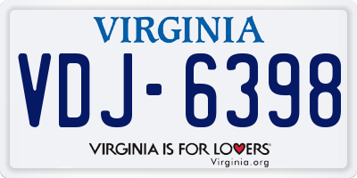 VA license plate VDJ6398