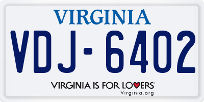 VA license plate VDJ6402