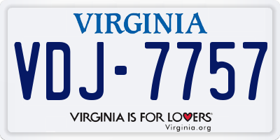 VA license plate VDJ7757
