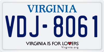 VA license plate VDJ8061