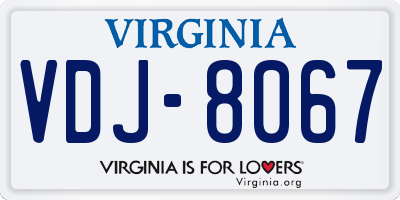 VA license plate VDJ8067