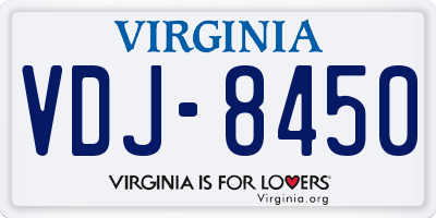 VA license plate VDJ8450