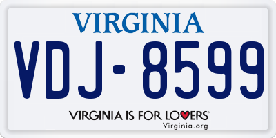 VA license plate VDJ8599