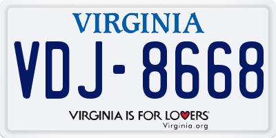 VA license plate VDJ8668