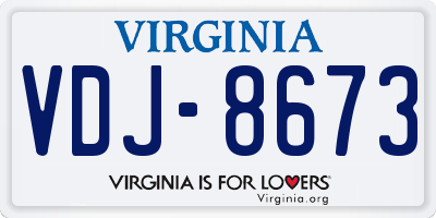 VA license plate VDJ8673