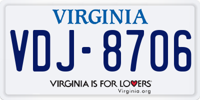VA license plate VDJ8706