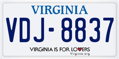 VA license plate VDJ8837