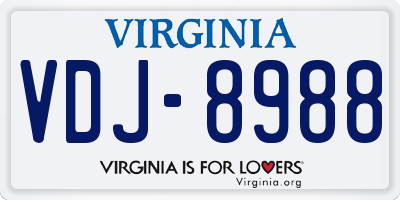VA license plate VDJ8988