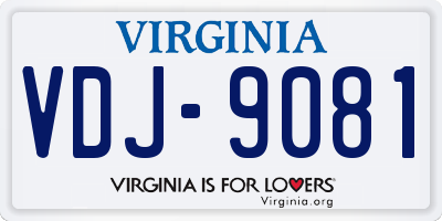 VA license plate VDJ9081