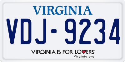 VA license plate VDJ9234