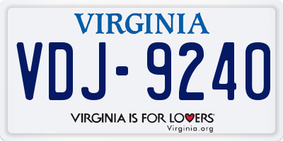 VA license plate VDJ9240