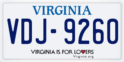 VA license plate VDJ9260