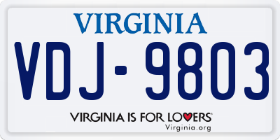 VA license plate VDJ9803