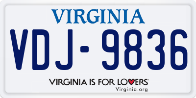VA license plate VDJ9836