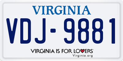 VA license plate VDJ9881