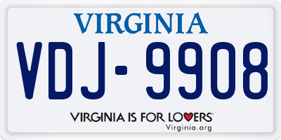 VA license plate VDJ9908