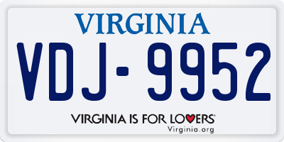 VA license plate VDJ9952