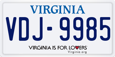 VA license plate VDJ9985