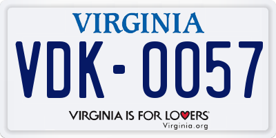 VA license plate VDK0057