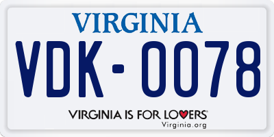 VA license plate VDK0078