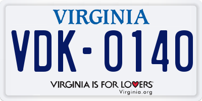 VA license plate VDK0140