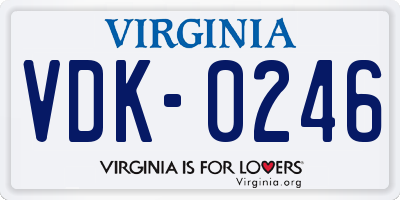 VA license plate VDK0246