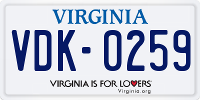 VA license plate VDK0259