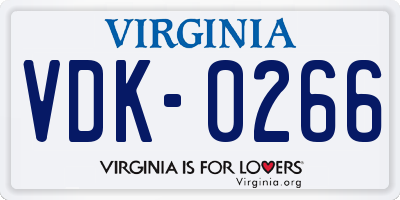 VA license plate VDK0266