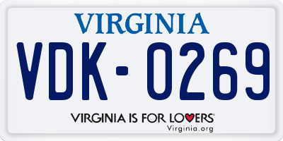 VA license plate VDK0269