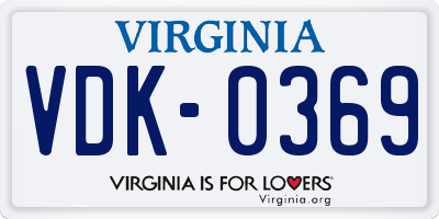 VA license plate VDK0369