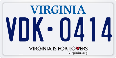 VA license plate VDK0414
