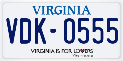 VA license plate VDK0555
