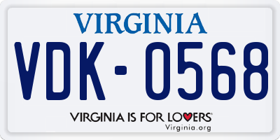 VA license plate VDK0568