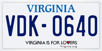 VA license plate VDK0640