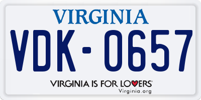 VA license plate VDK0657