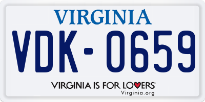 VA license plate VDK0659