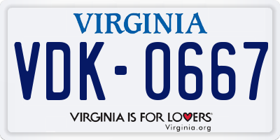 VA license plate VDK0667
