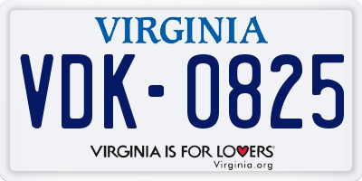 VA license plate VDK0825