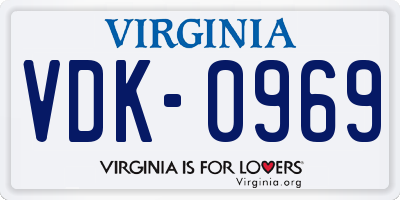 VA license plate VDK0969