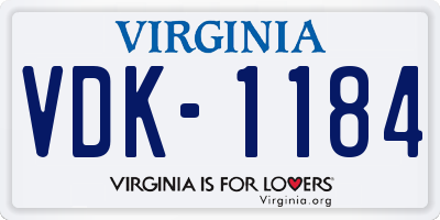 VA license plate VDK1184