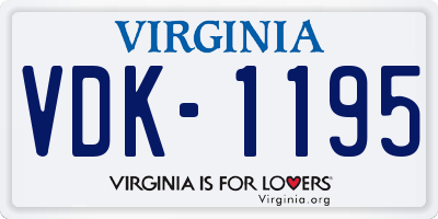 VA license plate VDK1195