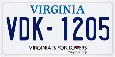 VA license plate VDK1205