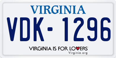 VA license plate VDK1296