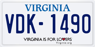 VA license plate VDK1490