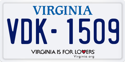 VA license plate VDK1509
