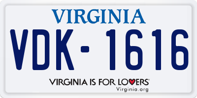 VA license plate VDK1616